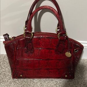 Elegant Red Crocodile-Embossed Handbag